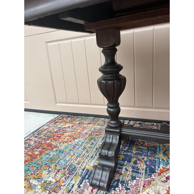 Jacobean Vintage Jacobean Revival Library Table With Inlay on Top For Sale - Image 3 of 12