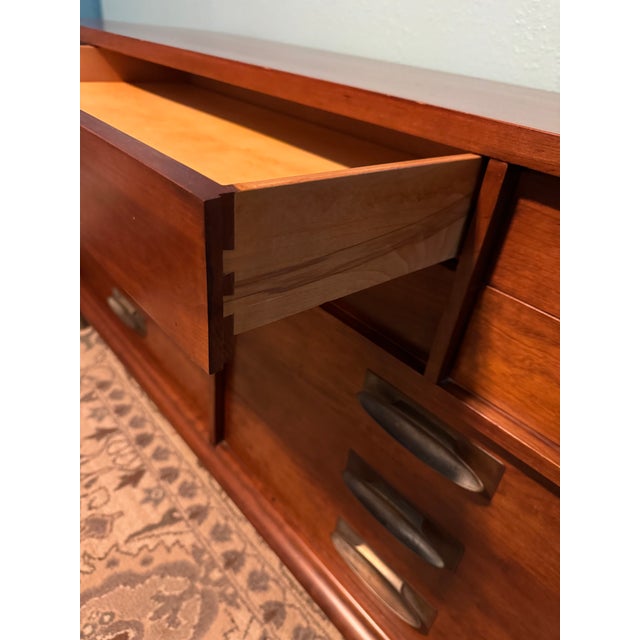 1950s Mid-Century Willett Cherry Wood Trans East Dresser For Sale In Los Angeles - Image 6 of 7