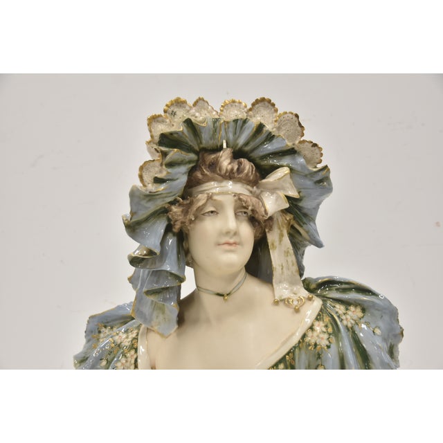 Early 20th Century Glazed Turn Tepltiz Amphora Bust of Woman For Sale - Image 4 of 14