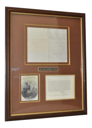 Framed u.s. Civil War Soldier's Letter C.1860s