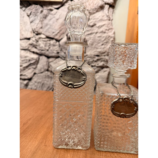 Traditional Mid 20th Century Crystal Liquor Decanters - Set of 3 For Sale - Image 3 of 5