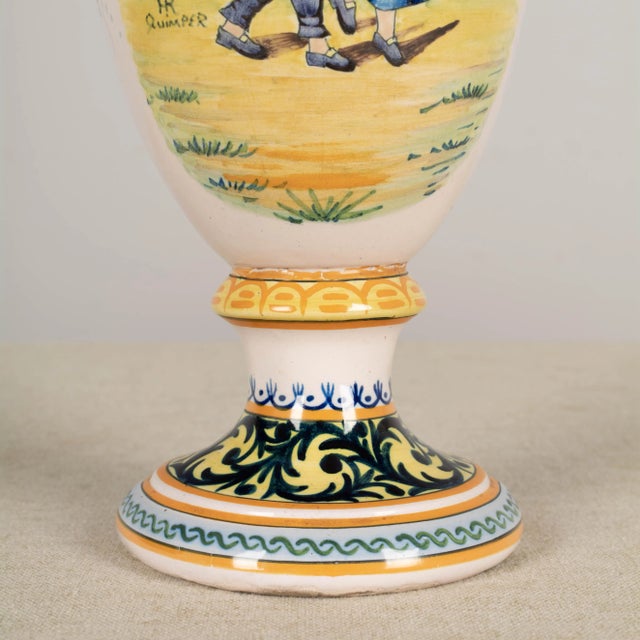 French Hr Quimper Vase For Sale - Image 9 of 13