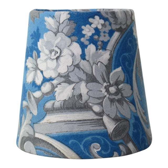 Antique Bue Floral Fabric Chandelier Shade For Sale
