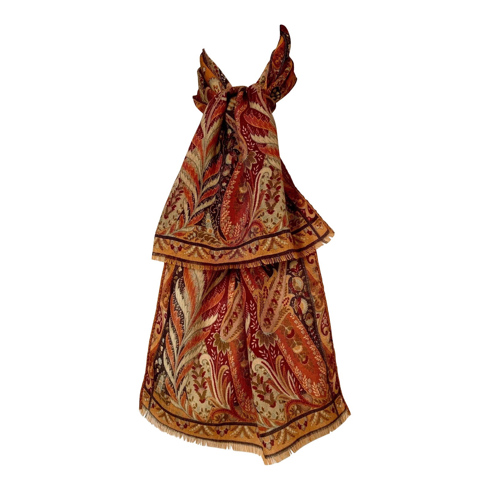 Etro Paisley Pattern Wool Scarf | Chairish