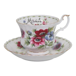 Royal Albert Bone China March Anemone Flowers Tea Cup and Saucer Set