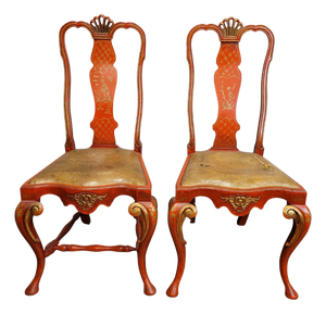 Chippendale Chairs in Lacquered Wood, 1970s, Set of 2