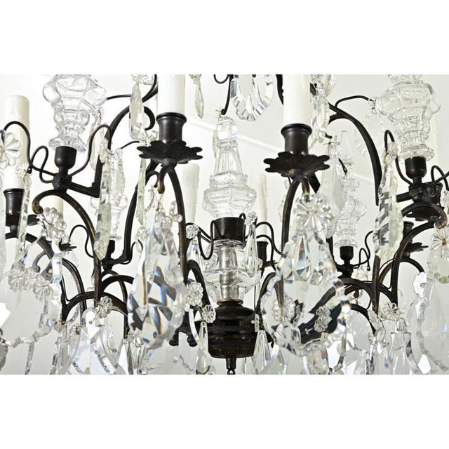 French Vintage Baguès Style Bronze & Crystal Chandelier For Sale - Image 10 of 12
