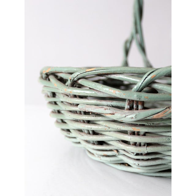 Vintage Green Painted Gathering Basket For Sale - Image 13 of 15