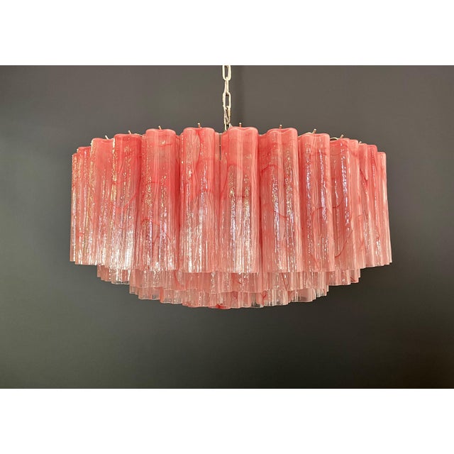 Large Murano Glass Chandelier with 101 Pink Alabaster Glass Tubes, 1990s For Sale - Image 13 of 15