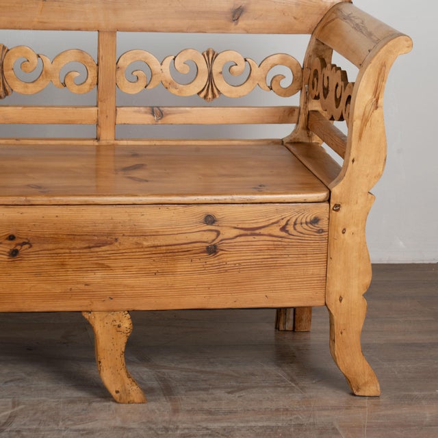 19th Century Swedish Pine Bench With Storage For Sale - Image 12 of 15