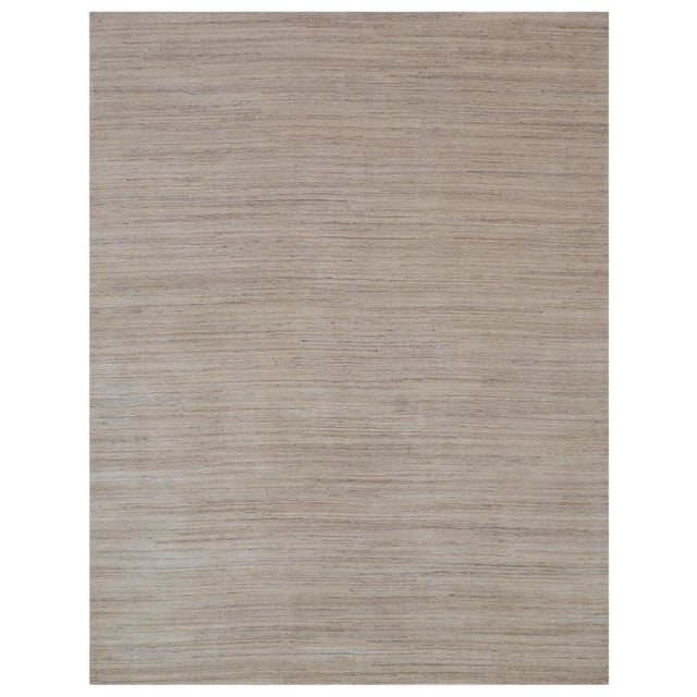 Banbury Handloom Wool Viscose Light GrayBeige Rug - 10'x14' For Sale