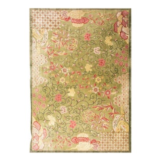 1920s Green Floral Antique Chinese Art Deco Rug 11'10" X 17'2"by Nichols Atelier Handknotted Wool Carpet For Sale