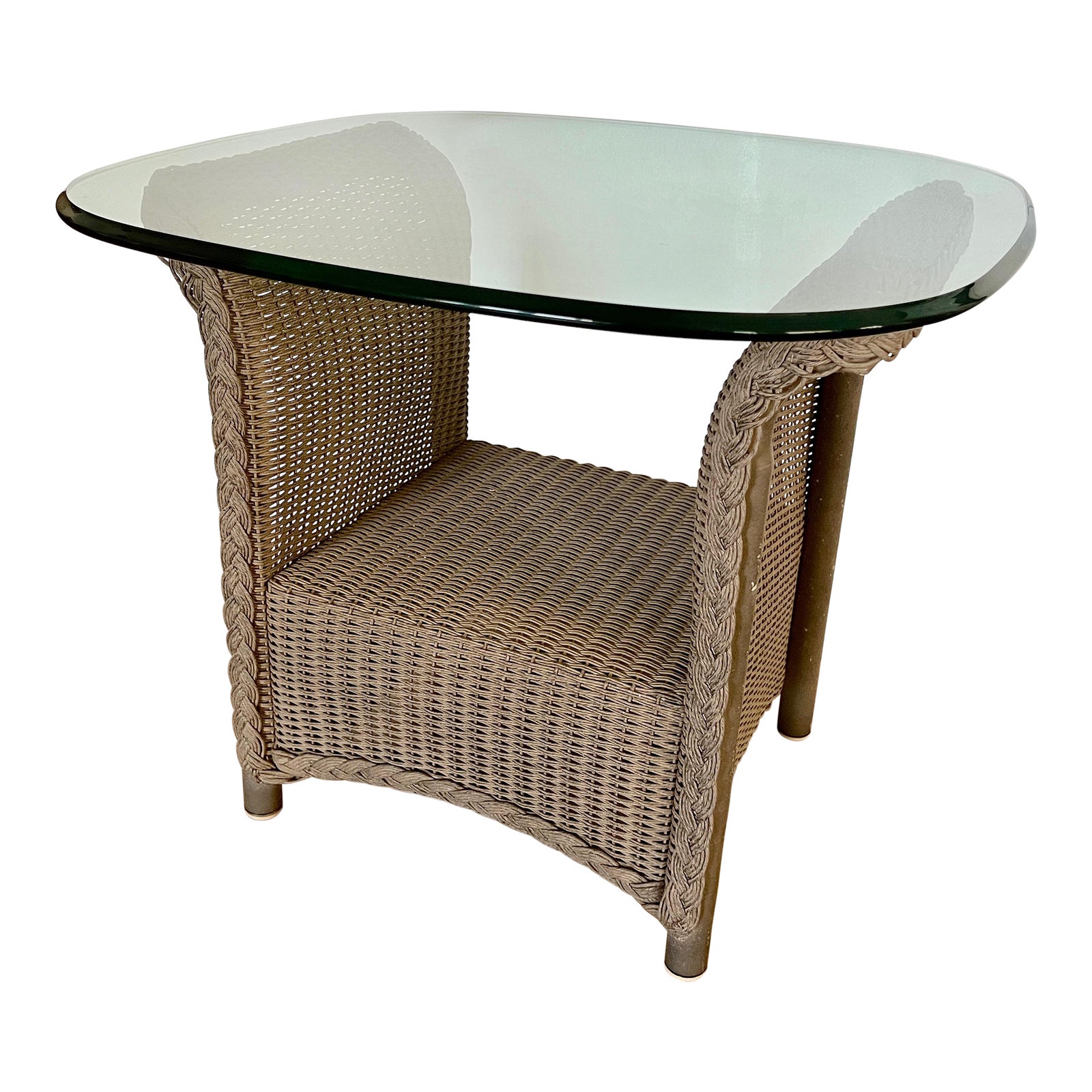 Lloyd Flanders / Lloyd Loom Reflections Wicker Glass Top Side Table