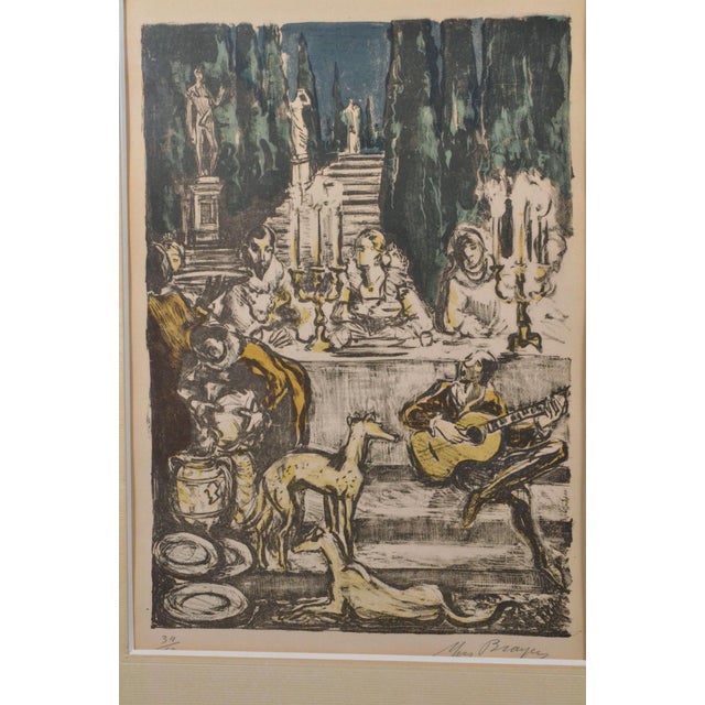 1980s Yves Brayer “Le Banquet” Signed & Numbered French Color Lithograph For Sale - Image 4 of 10