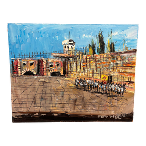 Morris Katz Western Wall Oil on Board Mid - Century
