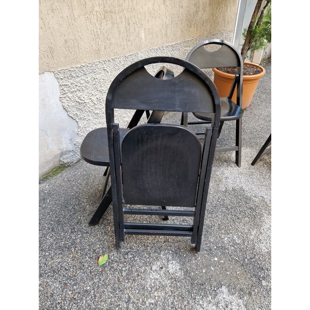 Tric Folding Chairs in Black Lacquered Wood by Achille and Pier Giacomo Castiglioni for BBB Bonacina, 1970s, Set of 4 For Sale - Image 6 of 15
