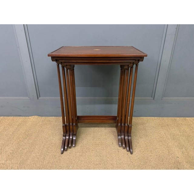 Brown Inlaid Mahogany Nesting Tables, 1900s, Set of 4 For Sale - Image 8 of 12