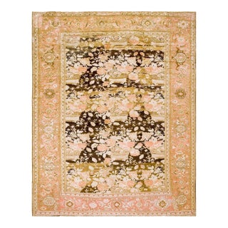 Exceptional Light Pink and Brown Color With Unique Floral Design Antique Caucasian Karabagh Rug For Sale