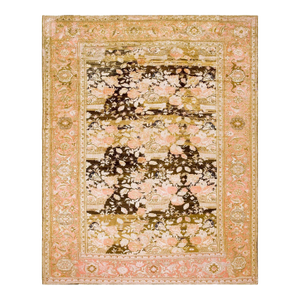 Exceptional Light Pink and Brown Color With Unique Floral Design Antique Caucasian Karabagh Rug