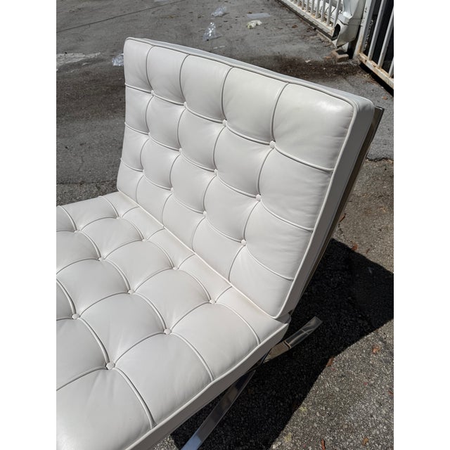 Ludwig Mies Van Der Rohe White Leather Barcelona Chairs for Knoll - A Pair For Sale - Image 15 of 18