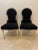 Sherrill Furniture black micro suede dining chairs with chrome nail heads. The shape of the back of the chair has a...