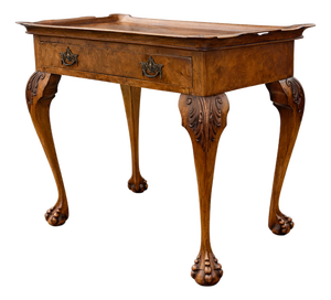 Vintage Queen Anne Style Walnut Side Table with Drawer, 1920s