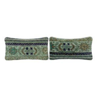Bohemian Kilim Lumbar Pillow Cover 11'' X 20'' - Set of Two For Sale