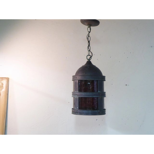Vintage Verdigris Bronze Outdoor Lantern For Sale - Image 4 of 4