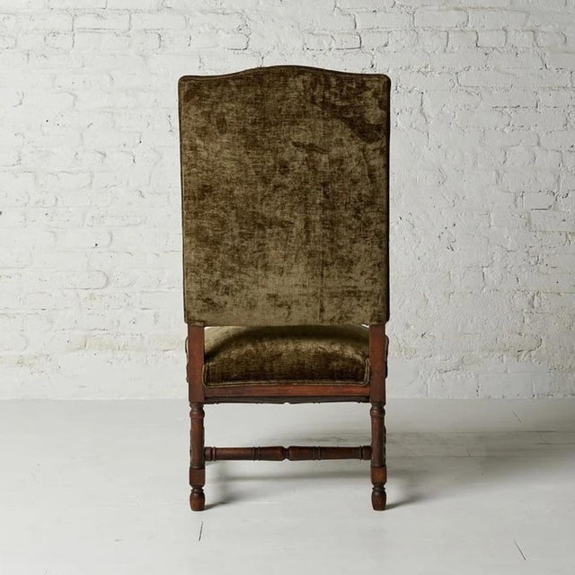 1920s 1920s Flemish Velvet & Oak Armchair For Sale - Image 5 of 8