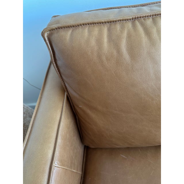 West Elm West End Modern Genuine Leather Sofa For Sale - Image 4 of 4