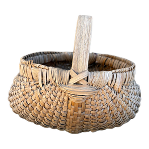 Late 19th Century American Oak Splint Basket With Bentwood Handle