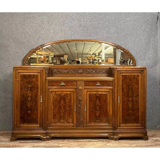 Art Nouveau Style Credenza in Walnut and Burl Wood, 1900 For Sale - Image 6 of 7