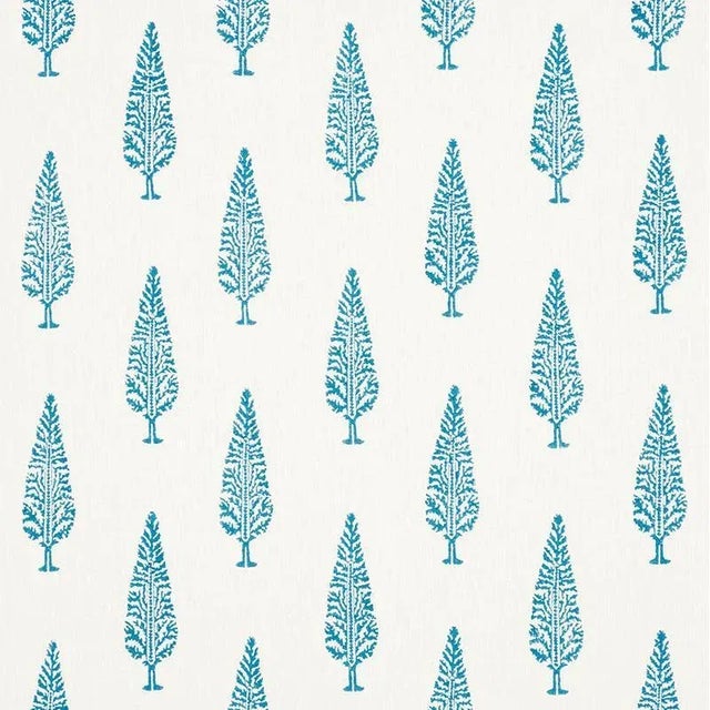 Schumacher Juniper Block Print Fabric in Blue For Sale
