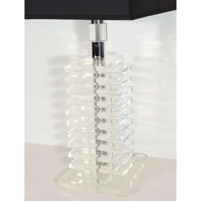 Modern Modernist Stacked Lucite Lamp For Sale - Image 3 of 9
