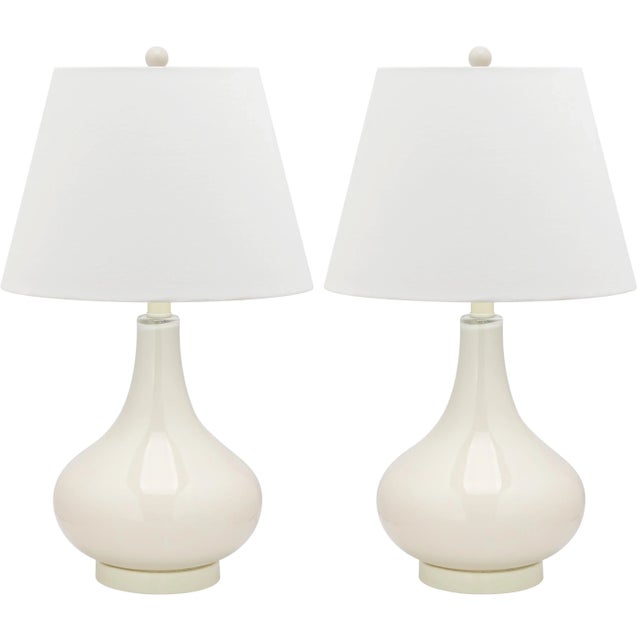 White 24 Inch H Gourd Glass Table Lamp in White - a Pair For Sale - Image 8 of 8