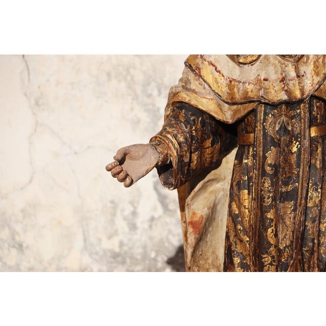 Saint Dominic of Guzmán Kneeling, With Glass Eyes and the Carmelite Shield, 18th Century, Portuguese For Sale - Image 9 of 17