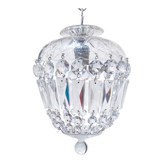 Vintage Glass Dish Basket Chandelier For Sale
