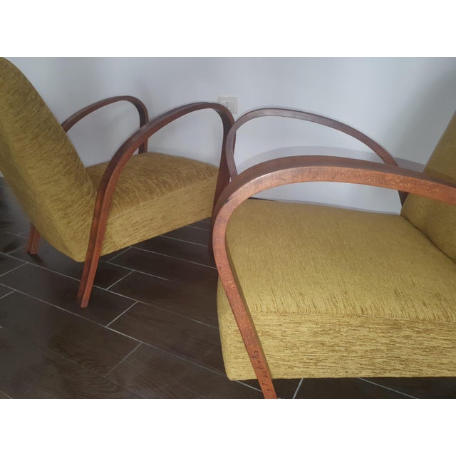 1940s Set of Art Deco Armchairs in Bentwood and Velvet, 1940s For Sale - Image 5 of 17