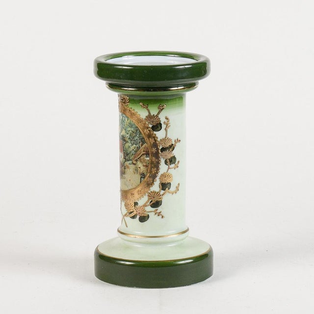 Opal Base Column with Gold and Green Backsplash Decor, Early 20th Century For Sale - Image 11 of 11