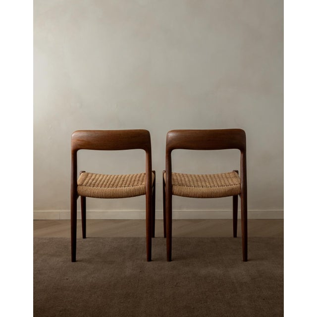 Vintage Danish Model 75 Dining Chairs in Teak by Niels Otto Møller for J.L. Møllers Møbelfabrik, 1950s, Set of 4 For Sale - Image 9 of 18