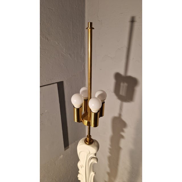 Vintage Floor Lamp in White Lacquered Wood with Floral Decorations from Fontana Arte, 1940s For Sale - Image 12 of 15