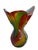 Mid-Century Modern Murano Style Handblown Freeform Art Glass Vase – Swirled Red, Yellow & Green For Sale - Image 3 of 18