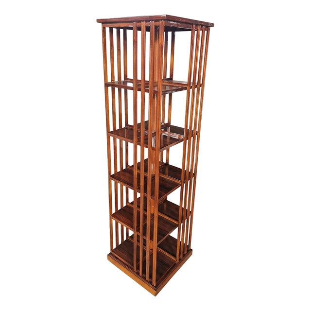 Quadrangular Revolving Bookcase in Walnut, 1980s For Sale