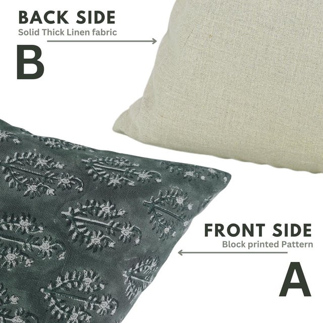 Not Yet Made - Made To Order Fabdivine Floral Thick Linen Cushion Cover 14x36 Inch - Neelgagan For Sale - Image 5 of 7