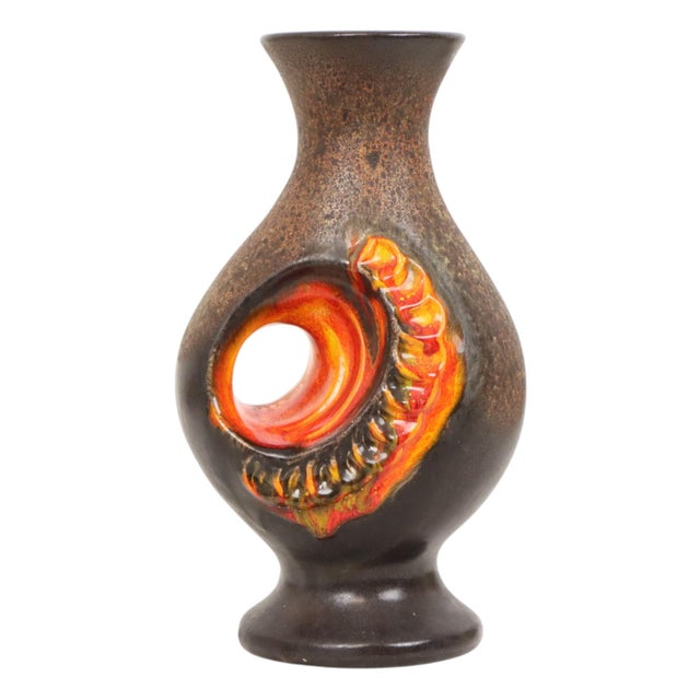 Orange Fat Lava Vase from Walter Gerhards, West Germany, 1950s For Sale - Image 9 of 18