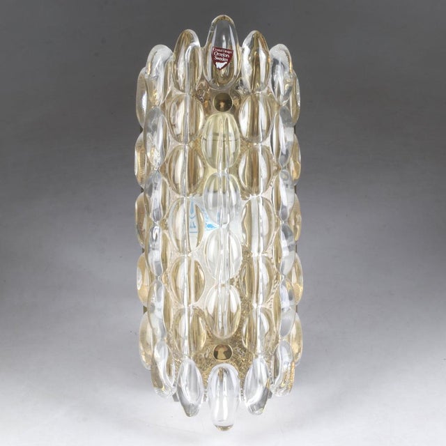 Metal Glass and Brass Sconce by Carl Fagerlund for Orrefors, Sweden, 1960s For Sale - Image 7 of 7