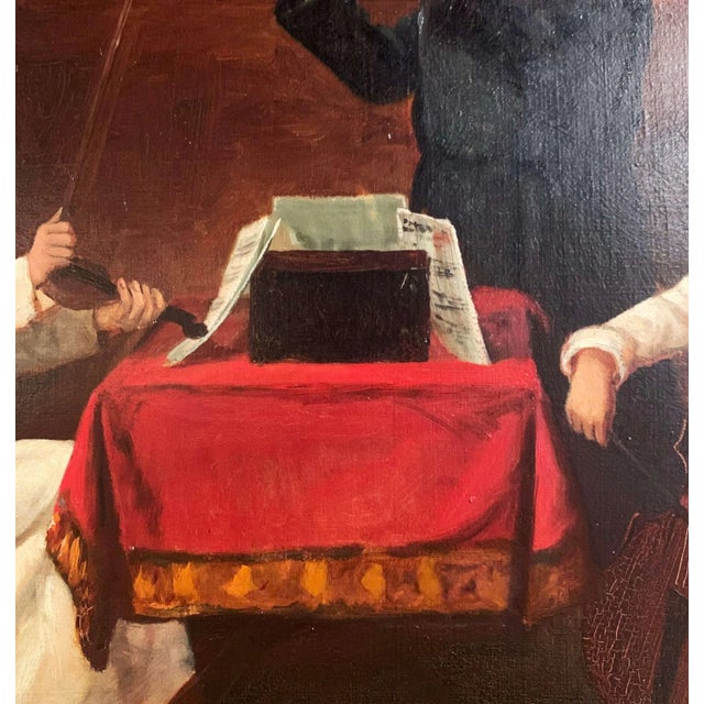 Gold 19th Century German Genre Oil Painting of Musical Monks by J. Bernstein For Sale - Image 8 of 13