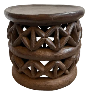 Vintage Tribal Carved Bamileke Side Table / Stool