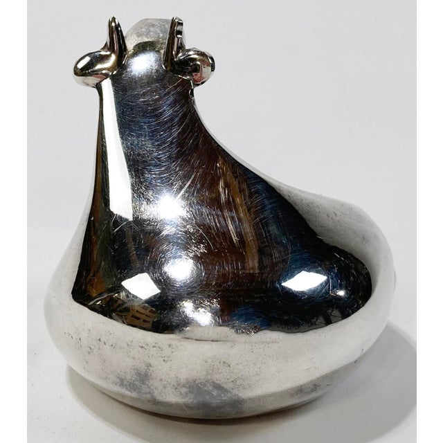 Mid 20th Century Vintage Dansk Silver Plate Bull Paper Weight For Sale - Image 5 of 8