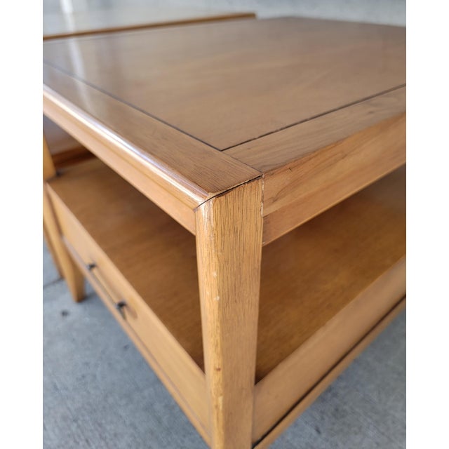 Drexel End Tables With Travertine / Marble Top a Pair For Sale - Image 10 of 14